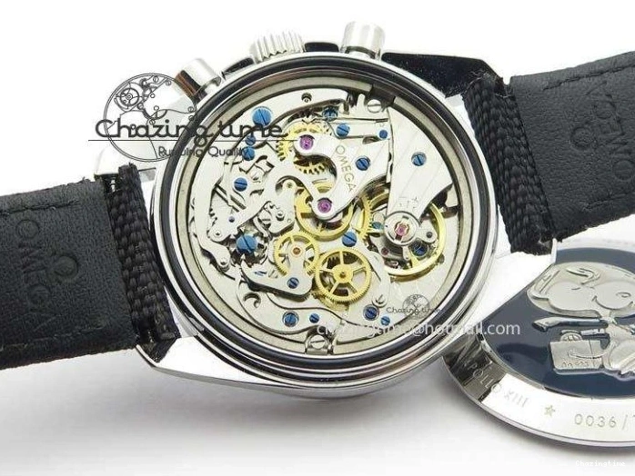 1229 TimelessDesign Speedmaster JHF SS Snoopy Award 45th Anniversary White Dial On Black Nylon Strap 8209